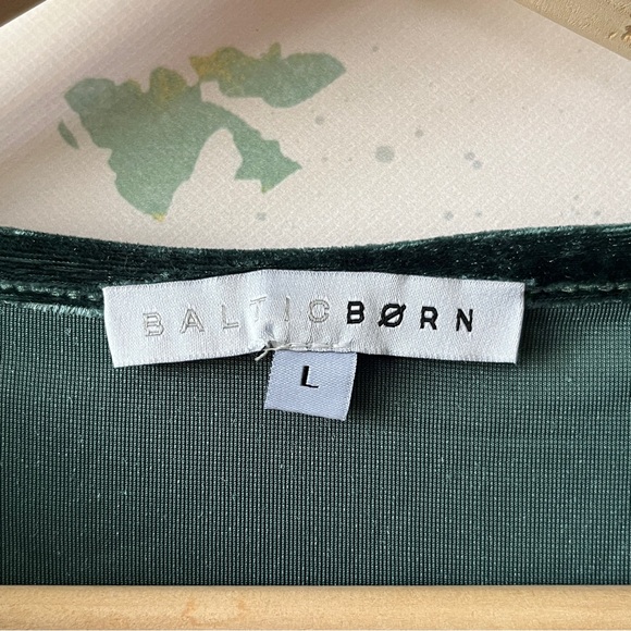 Baltic Born Dress Artemis Velvet Maxi Deep Lagoon Green Short Sleeve Sz Large - Picture 4 of 12